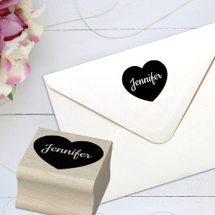 Custom Script Name Personalised Heart Rubber Stamp