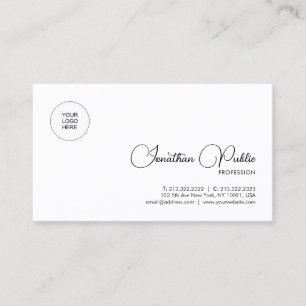 Custom Script Name Upload Company Logo Modern Business Card
