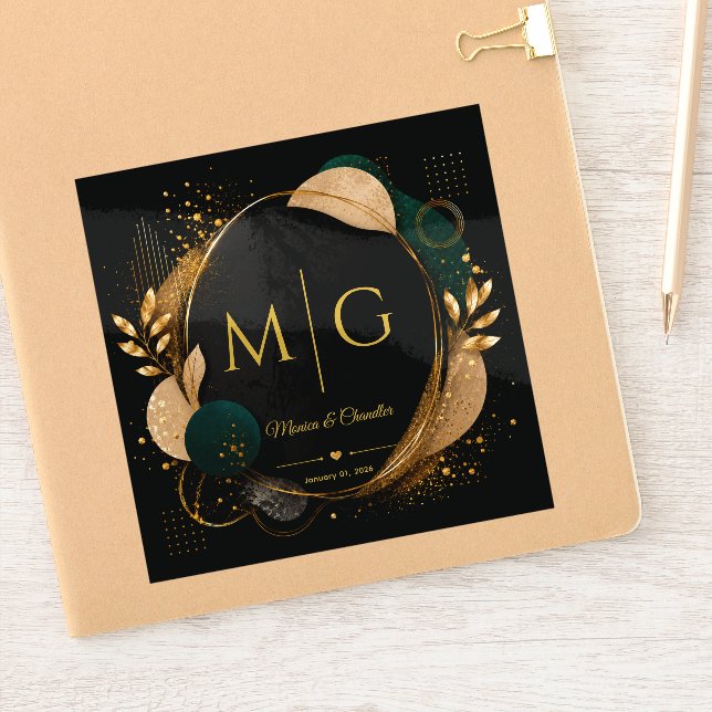 Custom Script on Luxury Black Gold Abstract Frame (Notebook)