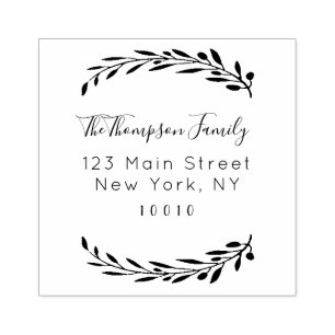 Custom Script Return Address Family Name Rubber Stamp