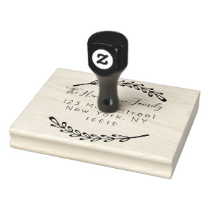 Custom Script Return Address Family Name Rubber Stamp
