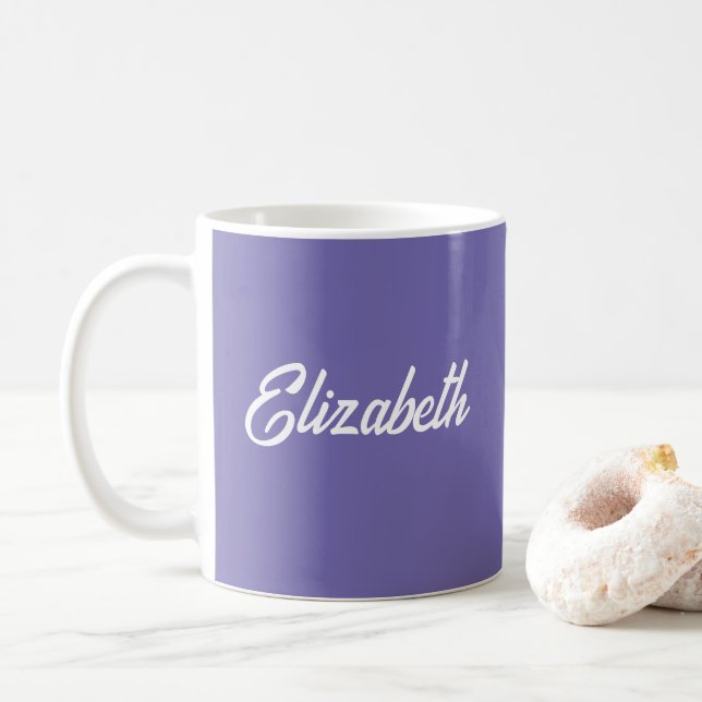 Custom Script Template Add Name Periwinkle Blue Coffee Mug (With Donut)