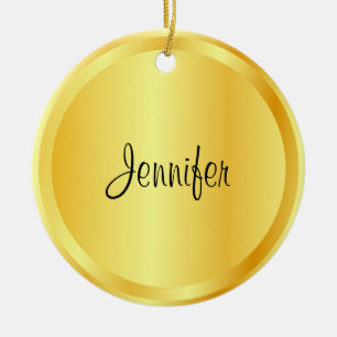 Custom Script Template Faux Gold Metallic Look Ceramic Tree Decoration
