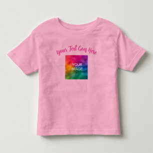 Custom Script Text Name Pink Upload Your Own Image Toddler T-Shirt