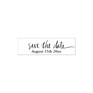Custom script text SAVE THE DATE self inking stamp
