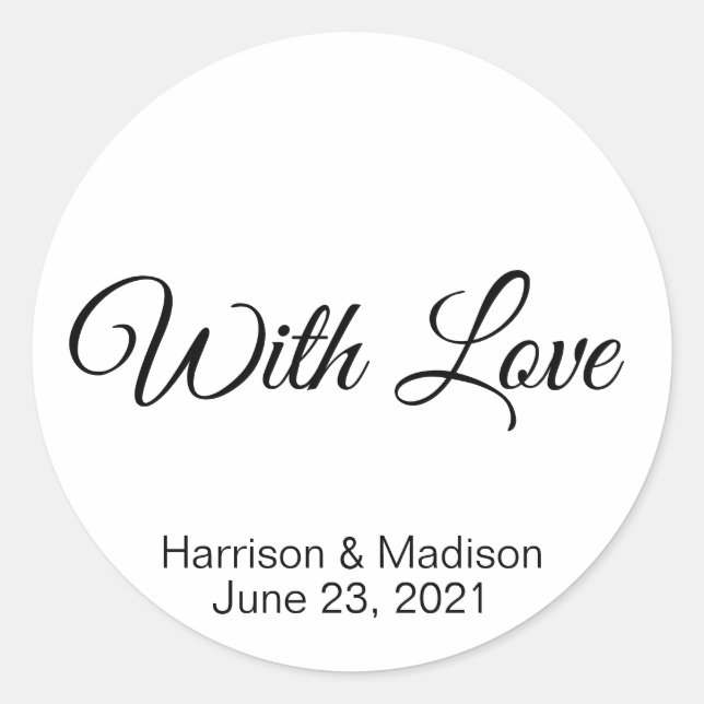 Custom script text Wedding gift favour tag sticker (Front)