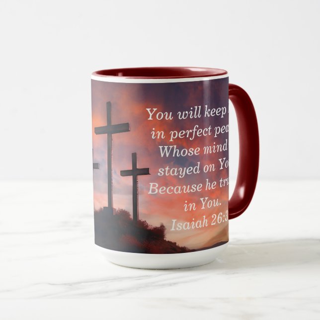 Custom Scripture Faith Coffee Mug Isaiah 26:3 (Front Right)