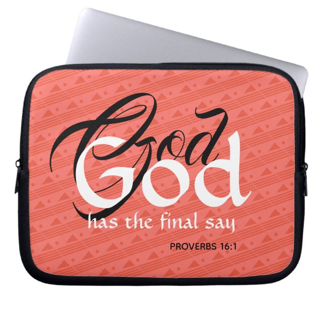 Custom Scripture GOD Faith Coral Laptop Sleeve (Front)
