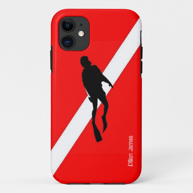 Custom Scuba Diver Flag Art iPhone Case (Back)