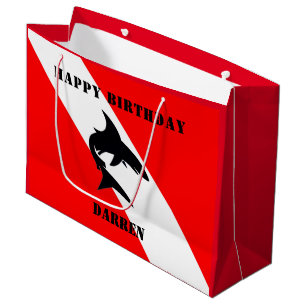 Custom Scuba Diving Flag and Shark Large Gift Bag