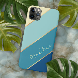 Custom Seafoam Blue Teal Aqua Turquoise Stripes Case-Mate iPhone Case