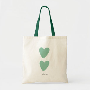 Custom Seafoam Green Mint Heart Tote Bag