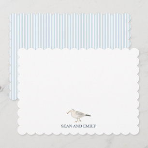 Custom Seagull Bird Watercolor Logo Nautical Beach Thank You Card