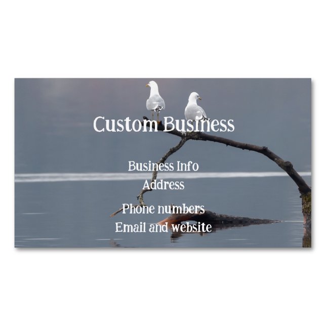 Custom  Seagull Birds Water Lake Wildlife Nature Magnetic Business Card (Front)