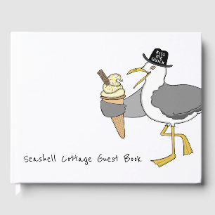 Custom Seagull Illustration Holiday Home Guest Book