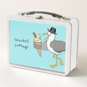 Custom Seagull Illustration Holiday Hotel/Rental Metal Lunch Box