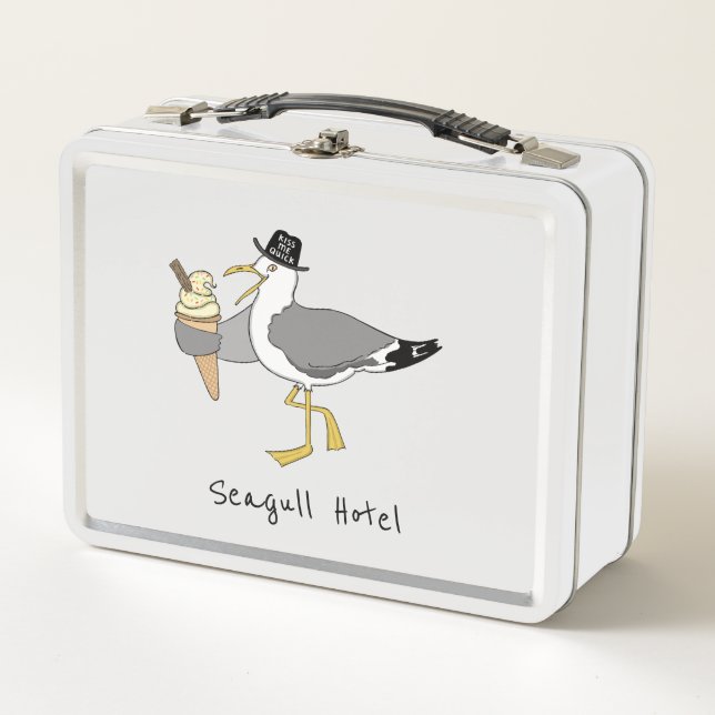 Custom Seagull Illustration Holiday Hotel/Rental Metal Lunch Box (Front)