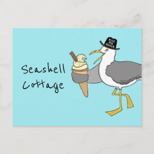 Custom Seagull Illustration Holiday Hotel/Rental Postcard