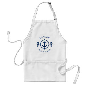 Custom Seahorse Nautical Anchor Navy Blue & White Standard Apron