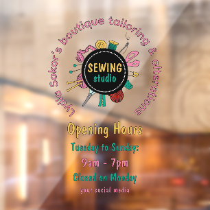 Custom Seamstress Tools QR Code Window Cling