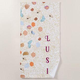 Custom Seashell Beach Towel – Personalised Text