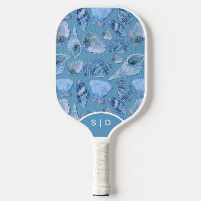 Custom Seashells Blue Ocean Sands  Pickleball Paddle (Front)