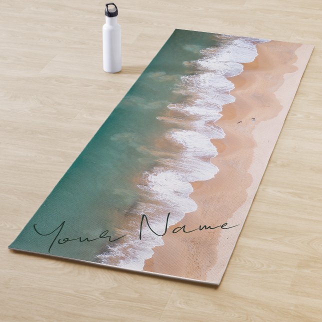 Custom Seashore Beach Calming Sunrise With Name Yoga Mat (In Situ)