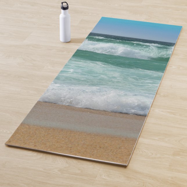 Custom Seaside Sea Waves Sand Beach Template Yoga Mat (In Situ)
