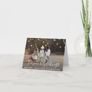 Custom SEASON'S GREETINGS Gold confetti   PHOTO Holiday Card
