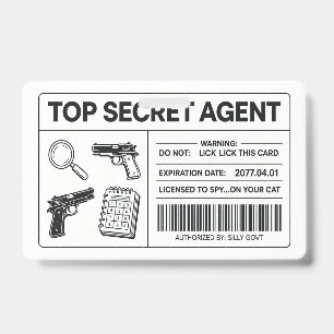 Custom Secret Agent Spy ID Card   Novelty Hallowee Badge