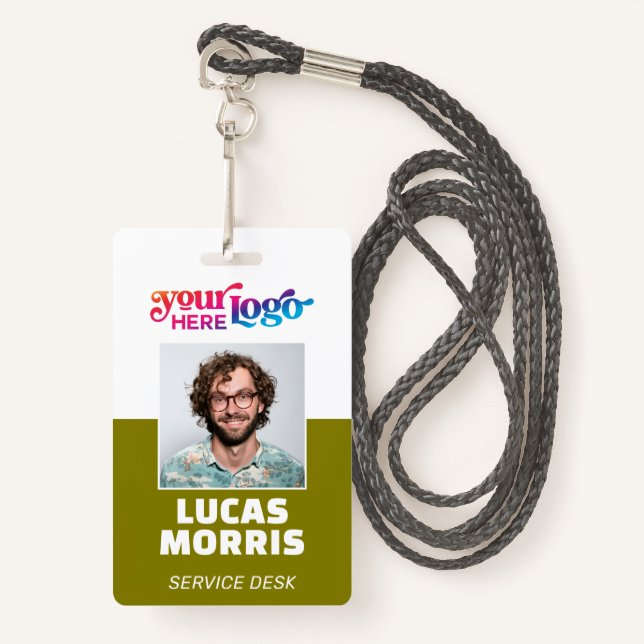 Custom Security Badge Employee/Event ID with Photo ID Badge (Front with Lanyard)