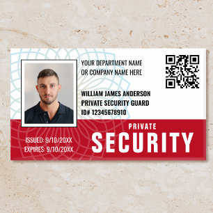 Custom Security Guard ID Name Photo Red Tag Badge