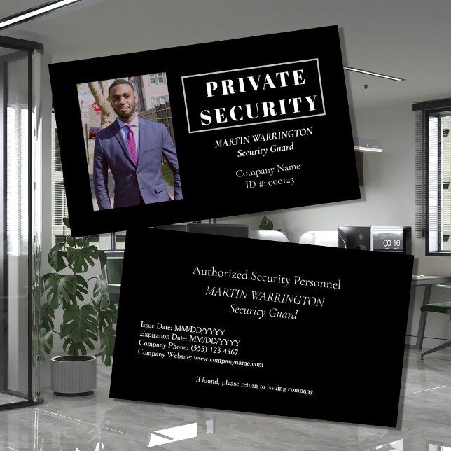 Custom Security Guard ID Photo Black Badge | Profe Business Card (Creator Uploaded)