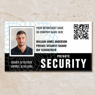 Custom Security Guard ID Photo Black Tag Badge