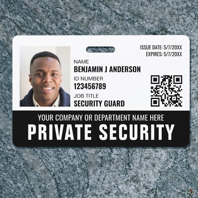 Custom Security Guard ID Photo Logo Name Black ID Badge (Creator Uploaded)
