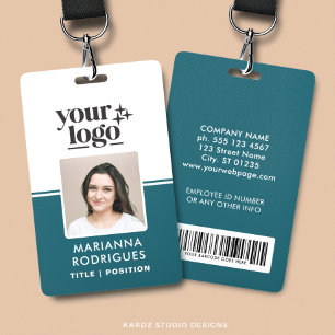 Custom Security Logo Photo Barcode Employee ID Badge