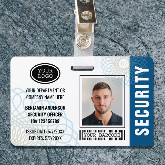 Custom Security Officer ID Photo Blue ID Badge (Creator Uploaded)