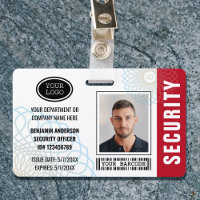 Custom Security Officer ID Photo Red
