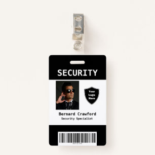 Custom Security Personnel ID Badge Black White
