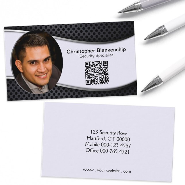 Custom Security Professional Photo QR Code Business Card (Creator Uploaded)
