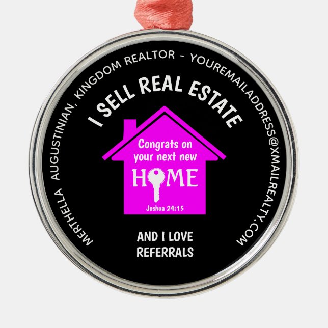 Custom Sell Real Estate Love Referrals Realtor Metal Tree Decoration (Front)