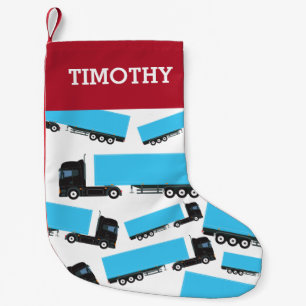 Custom Semi-Trailer Truck Transportation Trucks  Small Christmas Stocking