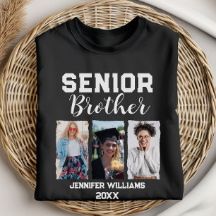 Custom Senior Brother Graduation Photo & Name T-Shirt