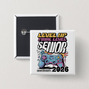 Custom Senior Class of 2026, Funny Gamer Graduate  15 Cm Square Badge