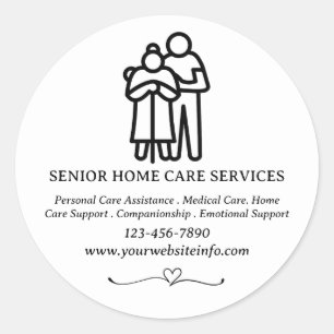 Custom Senior Elderly or Home Care Giver  Classic Round Sticker