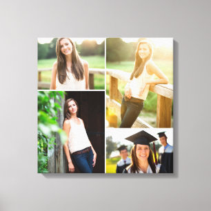 Custom Senior Graduation Photo Collage Canvas Print