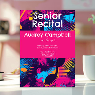 Custom Senior Recital Music Pop Art Abstract Invitation