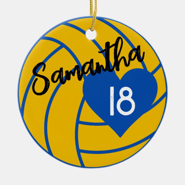 Custom Senior Volleyball Player Number Class of  Ceramic Tree Decoration (Front)