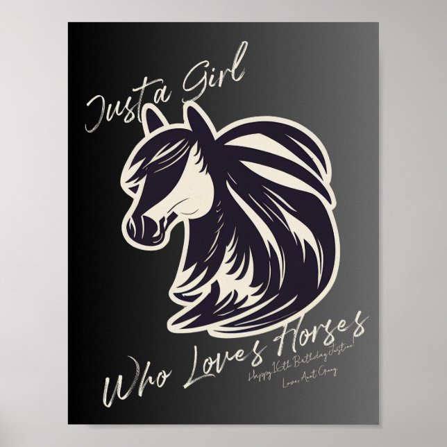 Custom Sentiment Just a Girl Who Loves Horses Poster (Front)