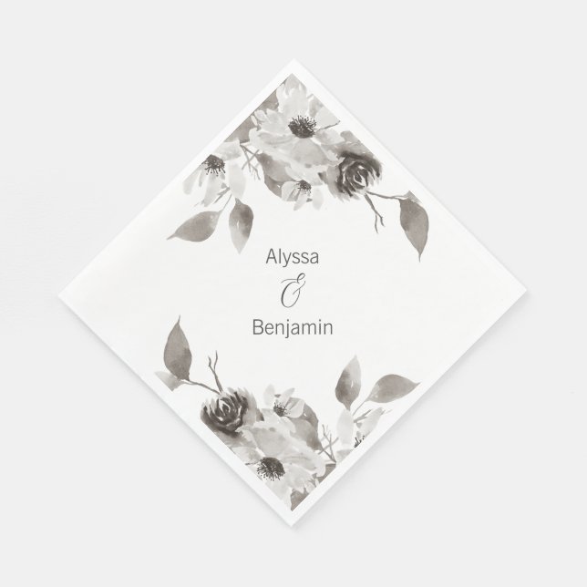 Custom Sepia toned Wedding Napkin (Corner)